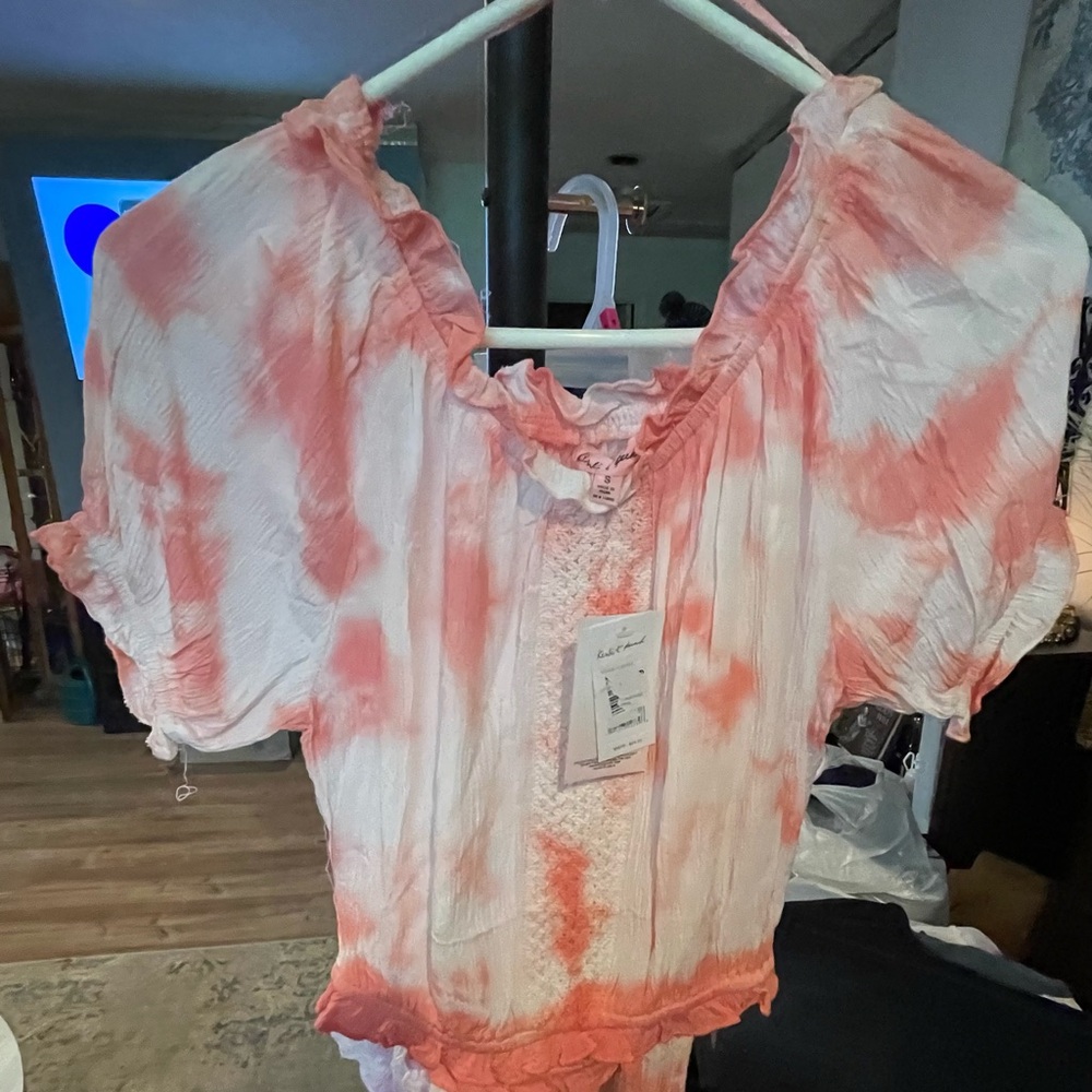 Women's Peach Color Tie-Dye Pant Set NWT